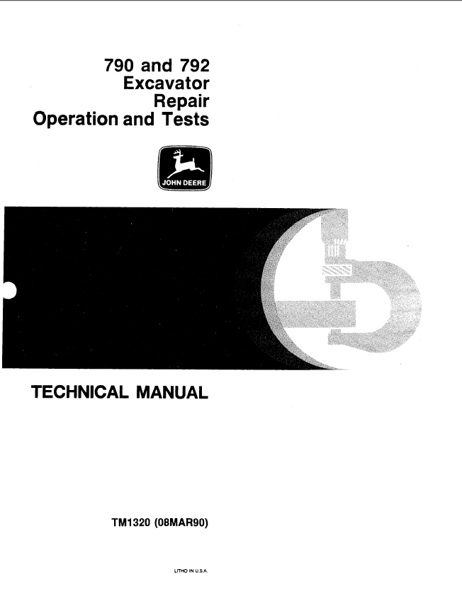 図説エンダー法 John Deere 790 792 Excavator Repair Operation Tests TM1320